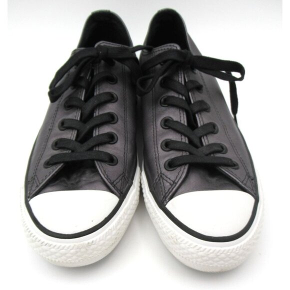 CONVERSE All Star Metallic Gray Leather Chuck Taylor Sneakers 544924C Shoes Sz 9 - Picture 2 of 7